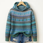 Melody - Women's Fair Isle Knit Hooded Sweater