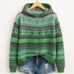 Melody - Women's Fair Isle Knit Hooded Sweater