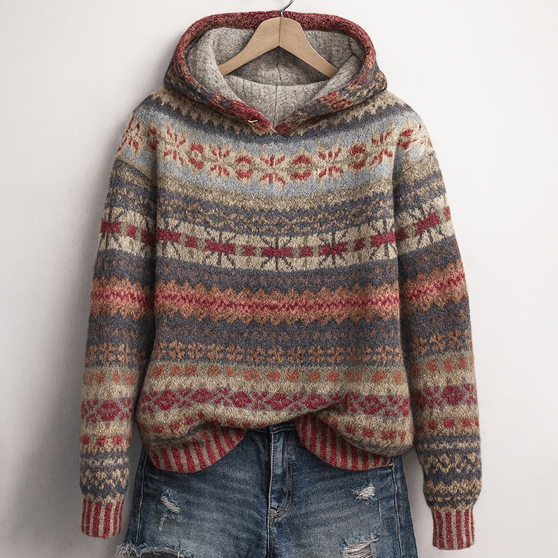 Melody - Women's Fair Isle Knit Hooded Sweater