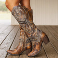 Melody - Women's Studded Knee-High Western Boots