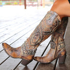 Melody - Women's Studded Knee-High Western Boots