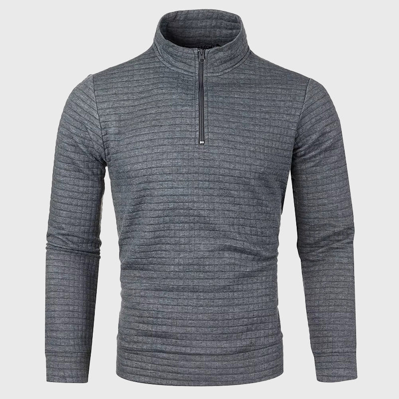 Emmett - Men's Quarter-Zip Mock Neck Sweatshirt with Textured Weave