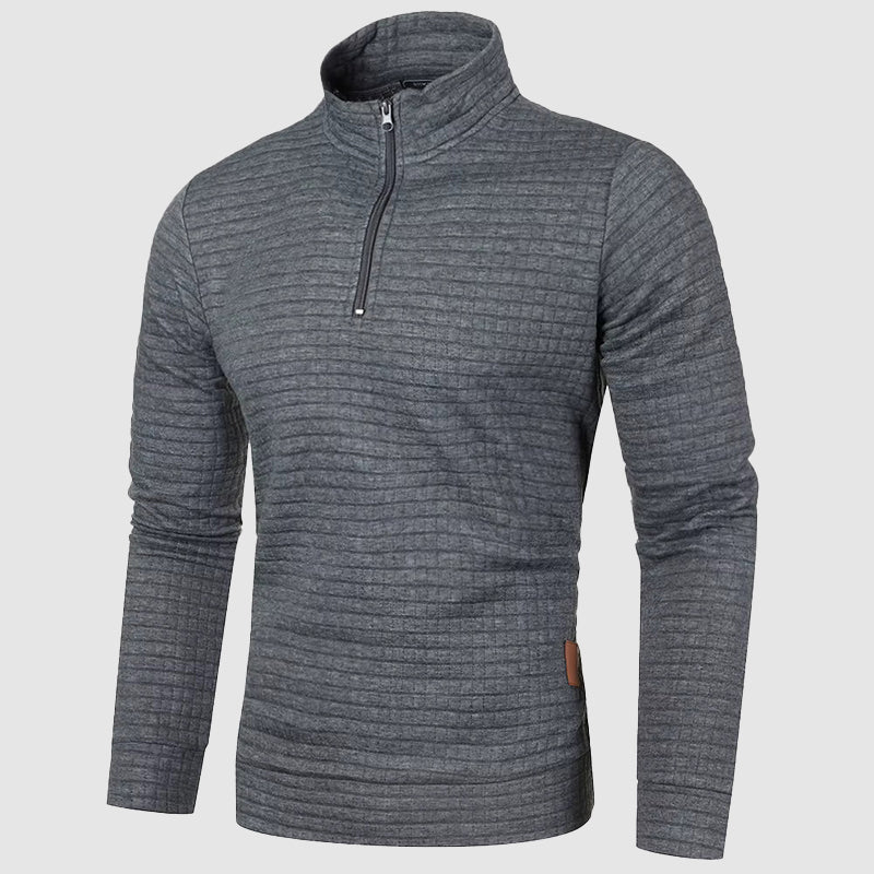 Emmett - Men's Quarter-Zip Mock Neck Sweatshirt with Textured Weave