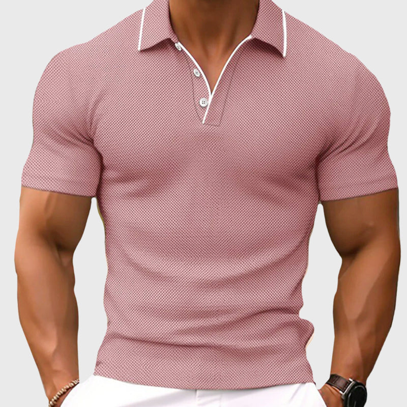 Mike - Men's Textured Collared Short Sleeve Shirt