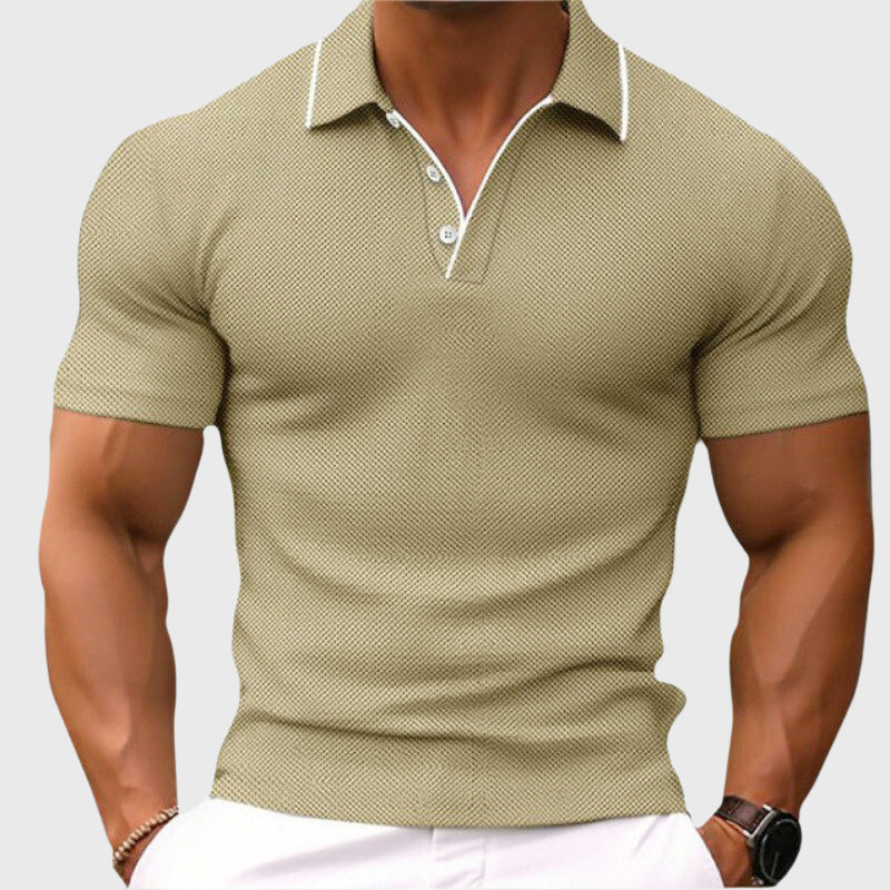 Mike - Men's Textured Collared Short Sleeve Shirt