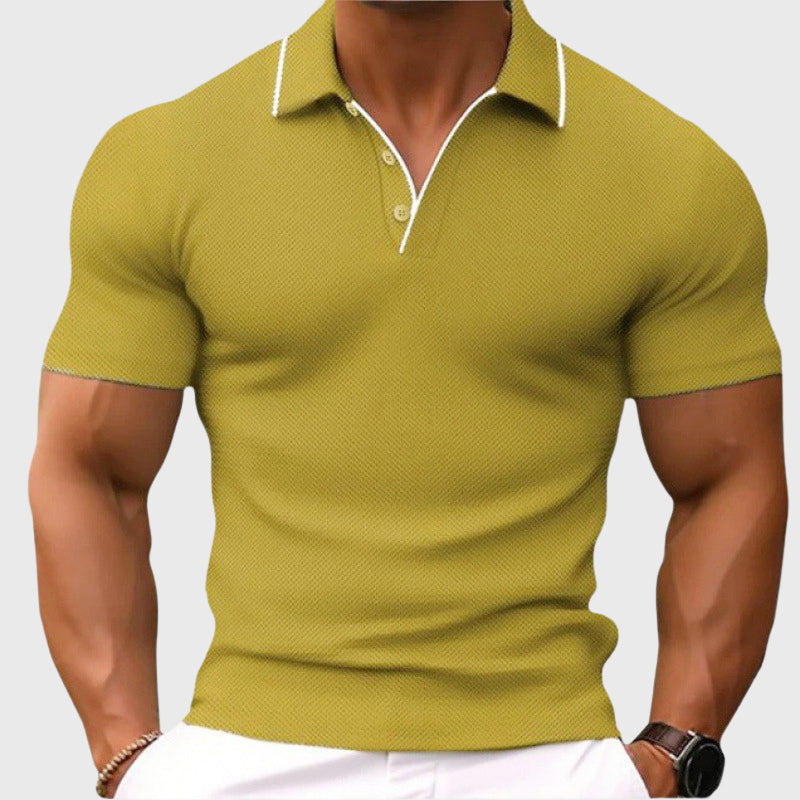 Mike - Men's Textured Collared Short Sleeve Shirt