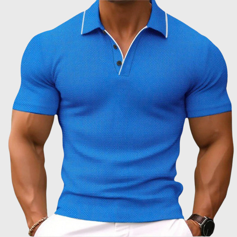 Mike - Men's Textured Collared Short Sleeve Shirt