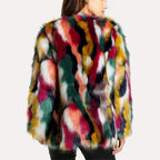 Naomi - Women's Multicolor Faux Fur Coat