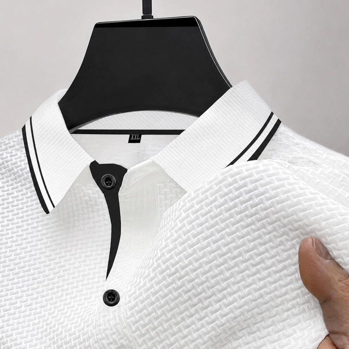 Nash  - Men's Textured Casual Button Polo Shirt