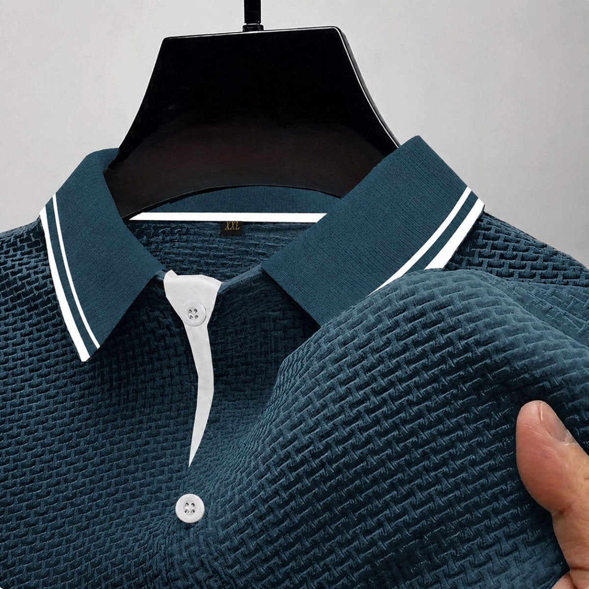 Nash  - Men's Textured Casual Button Polo Shirt