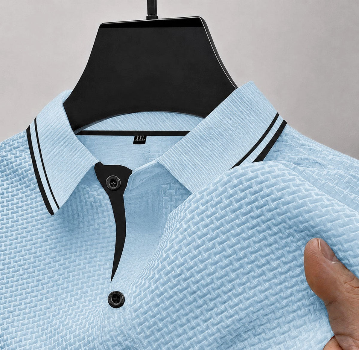 Nash  - Men's Textured Casual Button Polo Shirt