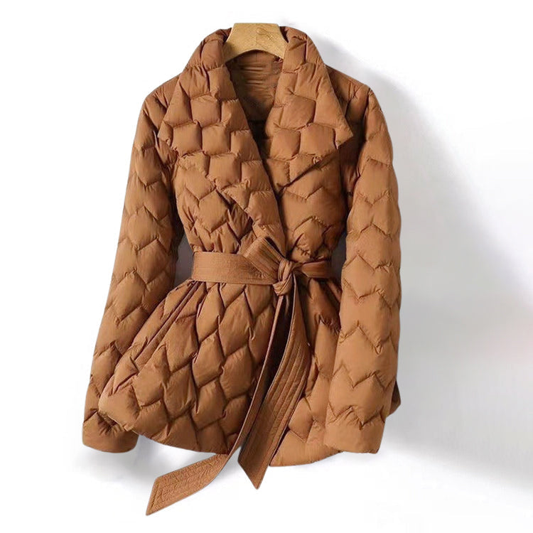 Natalie - Women's Belted Quilted Down Jacket