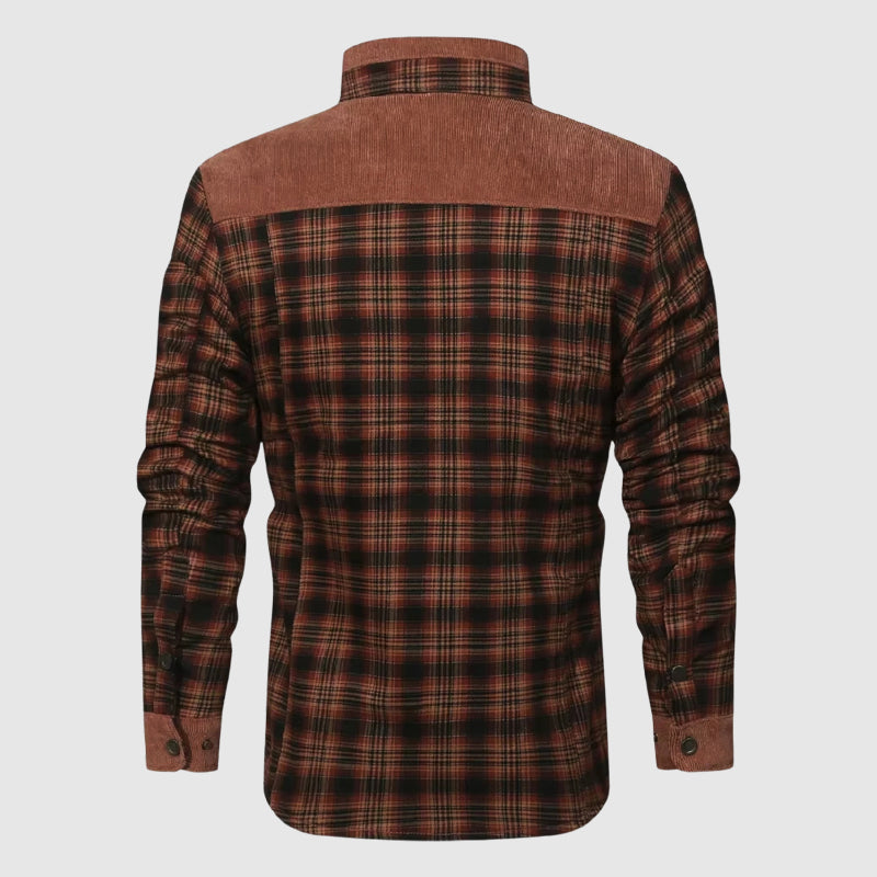 Everest - Men's Plaid Button-Front Shirt Jacket with Sherpa Lining