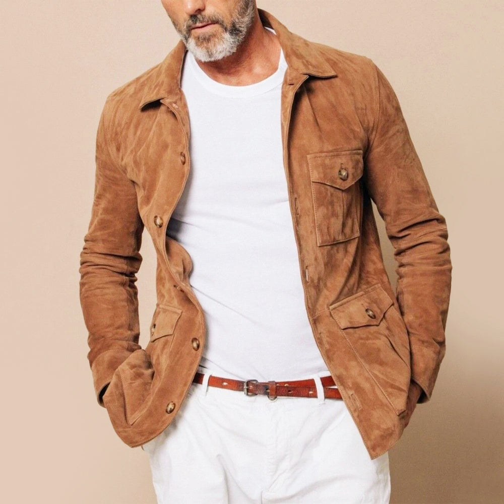 Pablo - Men's Casual Button-Front Suede Jacket