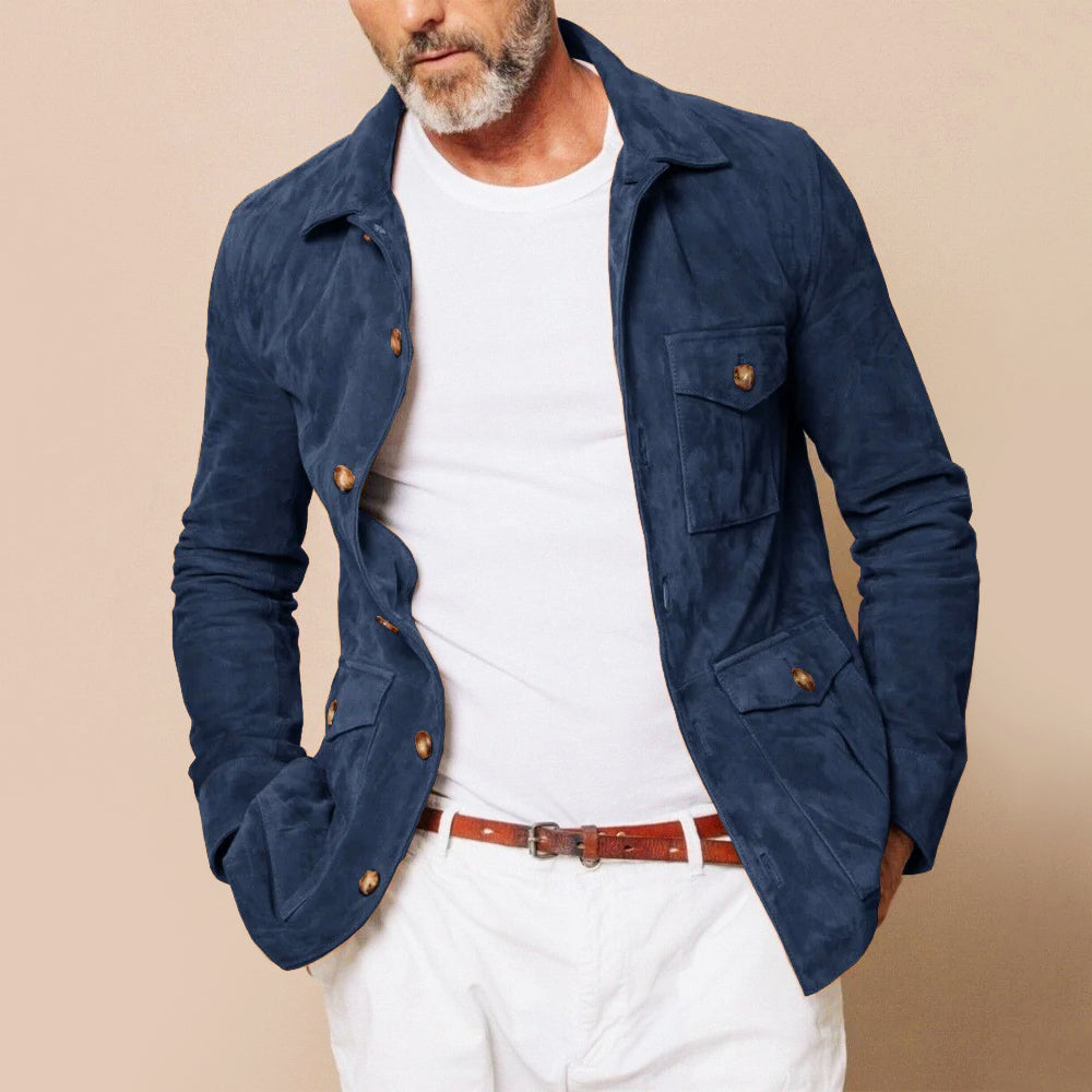Pablo - Men's Casual Button-Front Suede Jacket