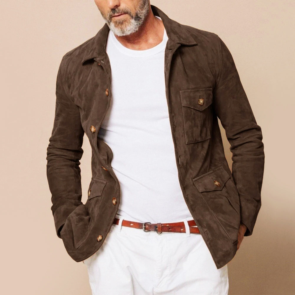 Pablo - Men's Casual Button-Front Suede Jacket