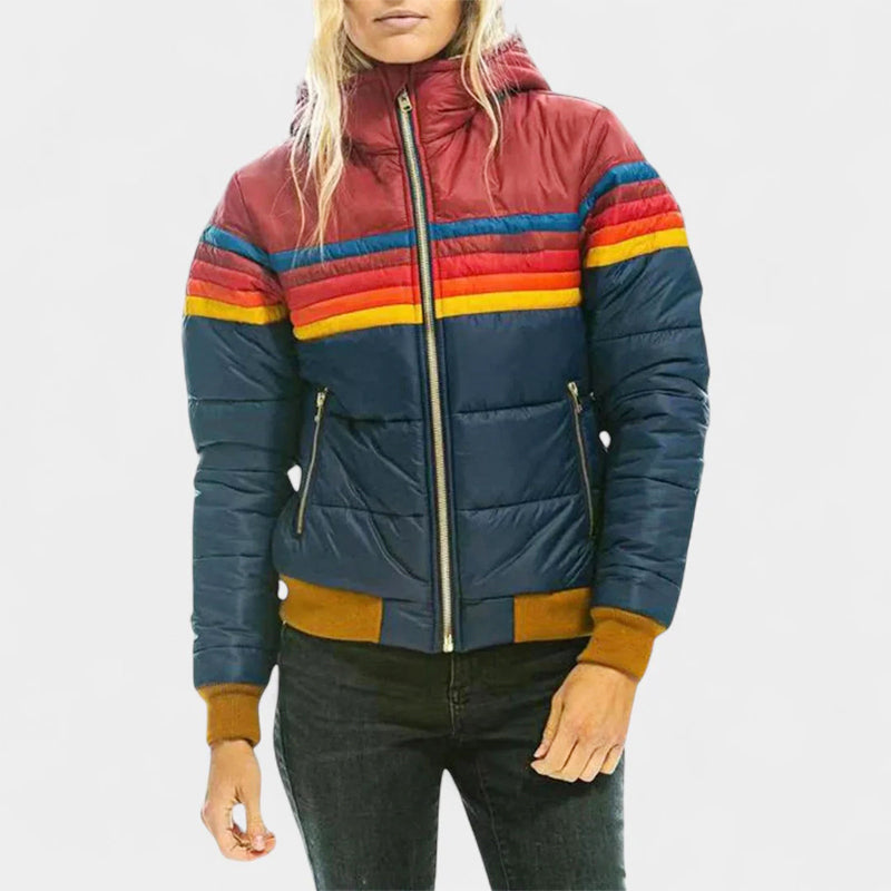 Piper - Women's Retro Colorblock Hooded Puffer Jacket