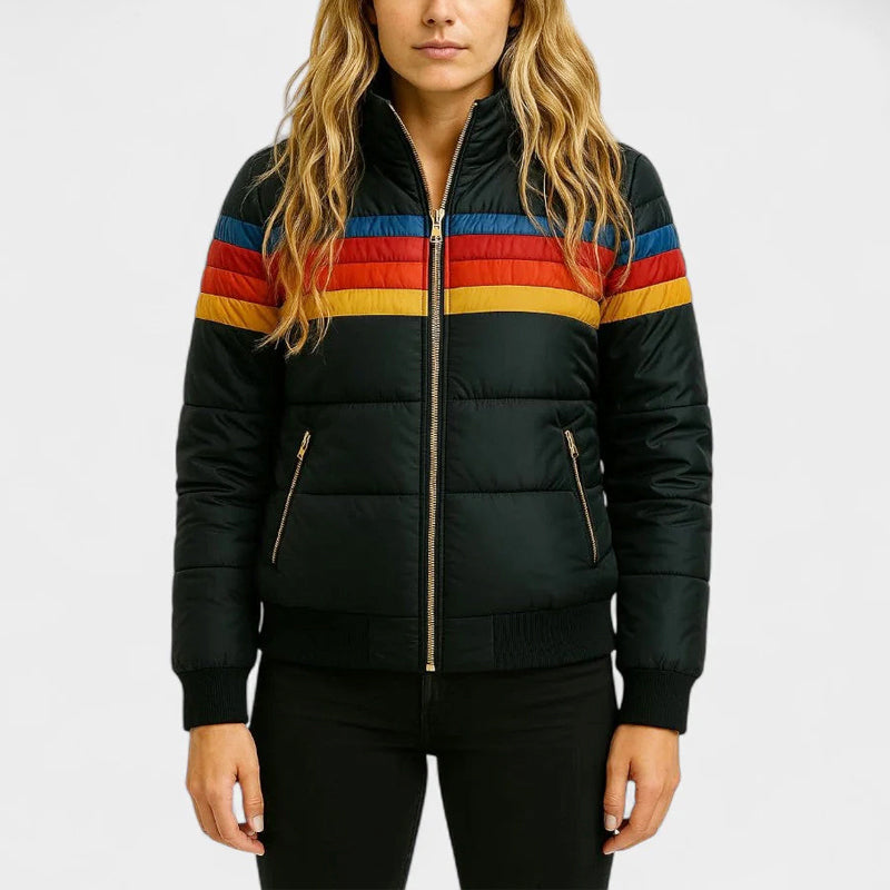 Piper - Women's Retro Colorblock Hooded Puffer Jacket