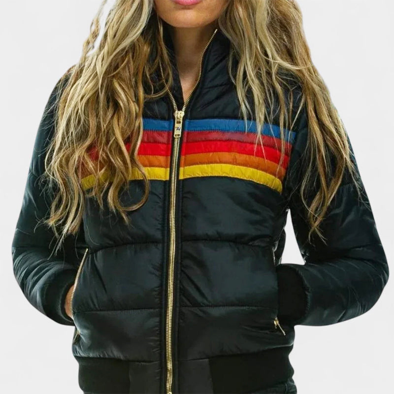 Piper - Women's Retro Colorblock Hooded Puffer Jacket