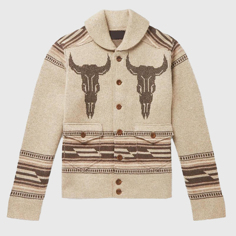Rafael - Men's Western Motif Knit Cardigan
