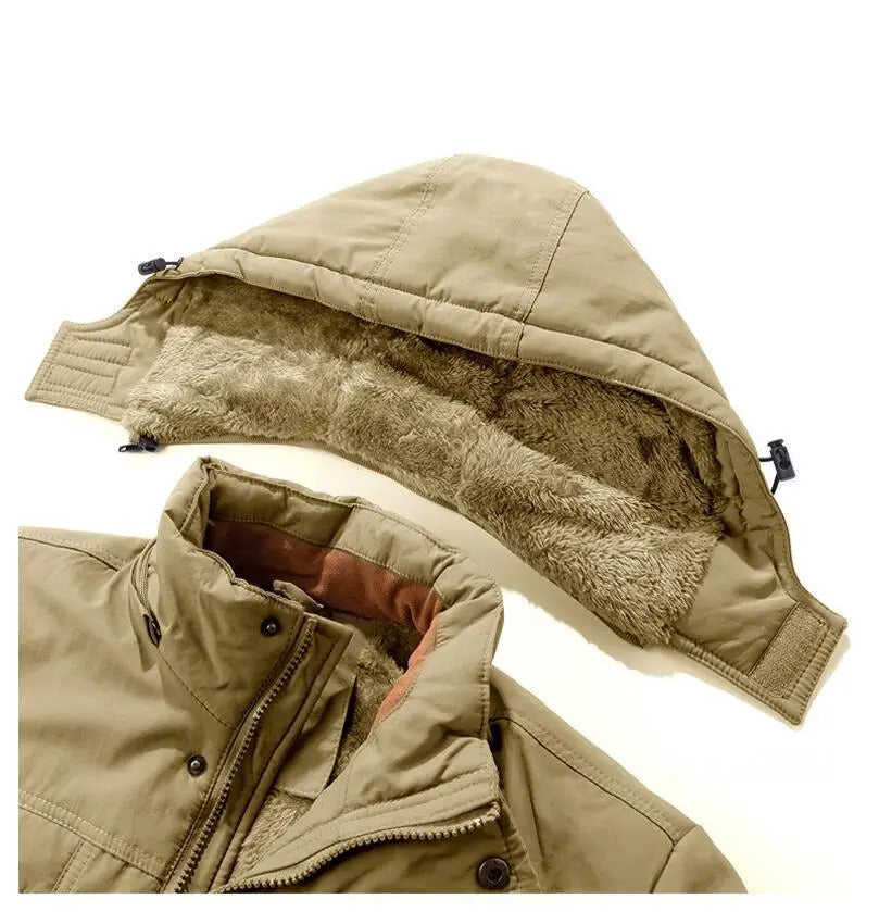 Rafael - Men's Cargo Parka with Fleece Lining and Hood