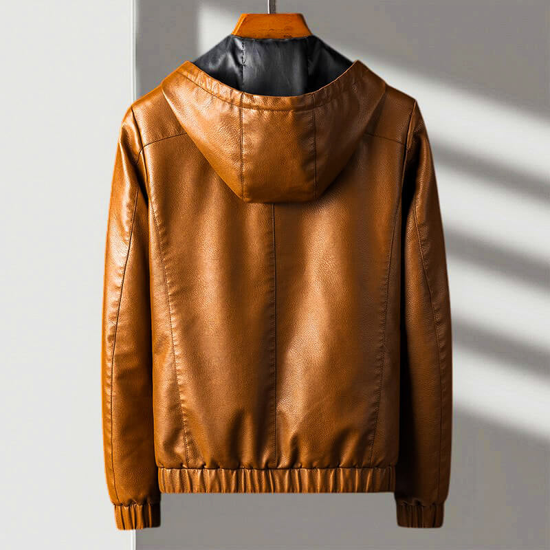 Kestrel - Men's Hooded Zip Leather Jacket