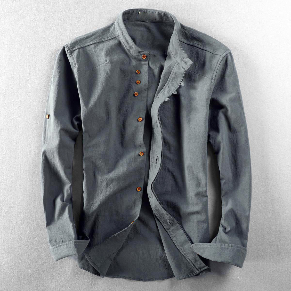 Roman - Men's Casual Linen Henley Shirt
