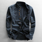 Roman - Men's Casual Linen Henley Shirt