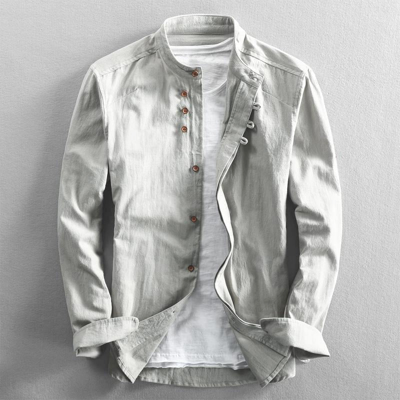 Roman - Men's Casual Linen Henley Shirt