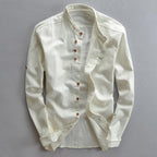 Roman - Men's Casual Linen Henley Shirt