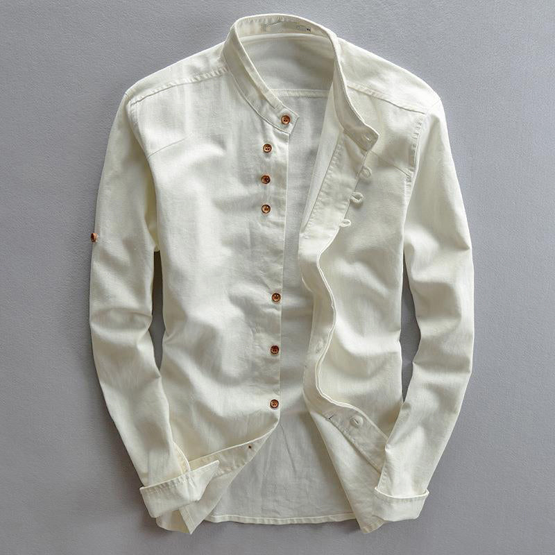 Roman - Men's Casual Linen Henley Shirt