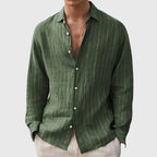Ronan - Men's Relaxed Fit Textured Striped Long Sleeve Shirt