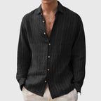 Ronan - Men's Relaxed Fit Textured Striped Long Sleeve Shirt