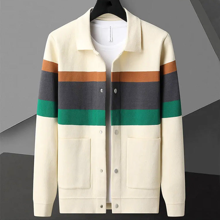 Samson - Men's Casual Striped Button-Front Cardigan