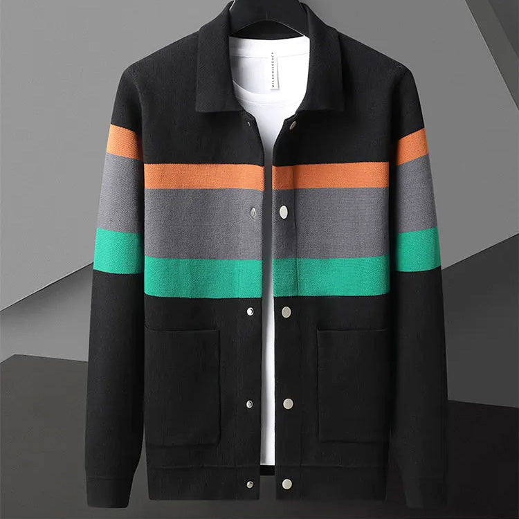 Samson - Men's Casual Striped Button-Front Cardigan