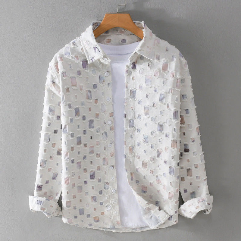 Samuel - Men's Textured Plaid Button-Down Shirt