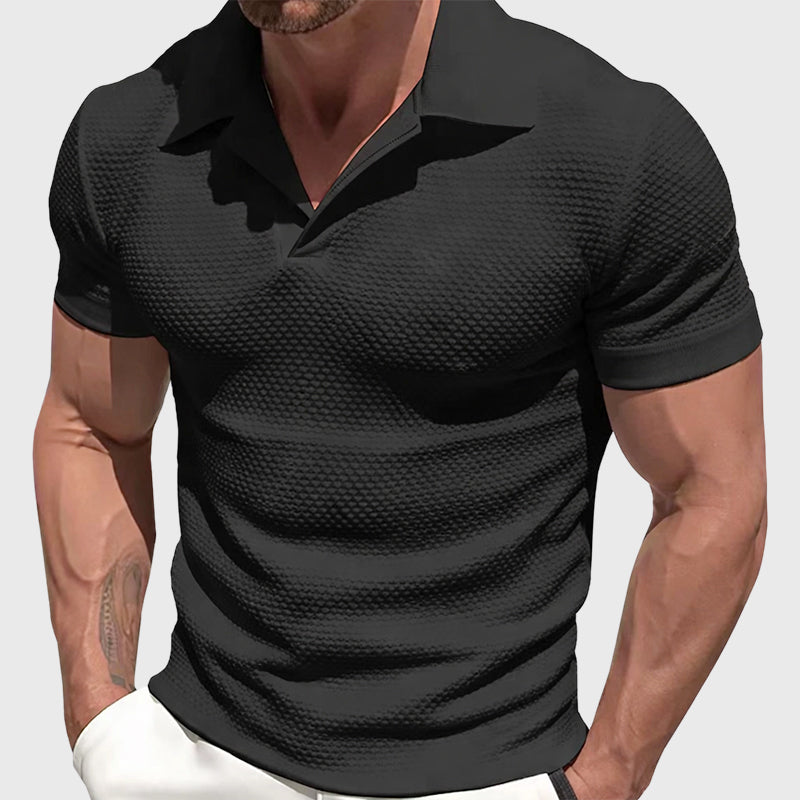 Sebastian - Men's Textured Short Sleeve Polo Shirt
