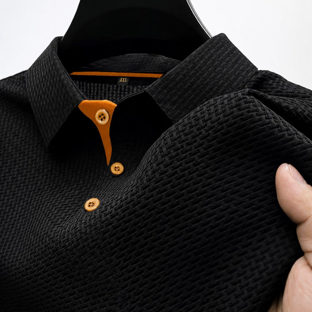 Simon - Men's Textured Knit Button Polo Shirt