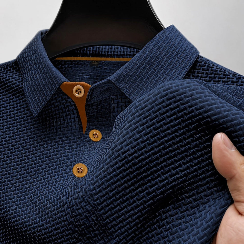 Simon - Men's Textured Knit Button Polo Shirt