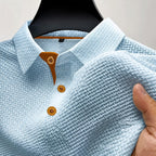 Simon - Men's Textured Knit Button Polo Shirt
