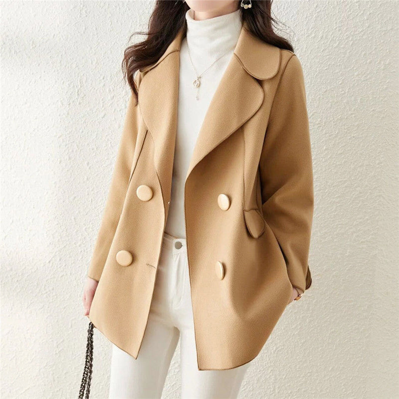 Stella - Women's Double-Breasted Woolen Short Coat