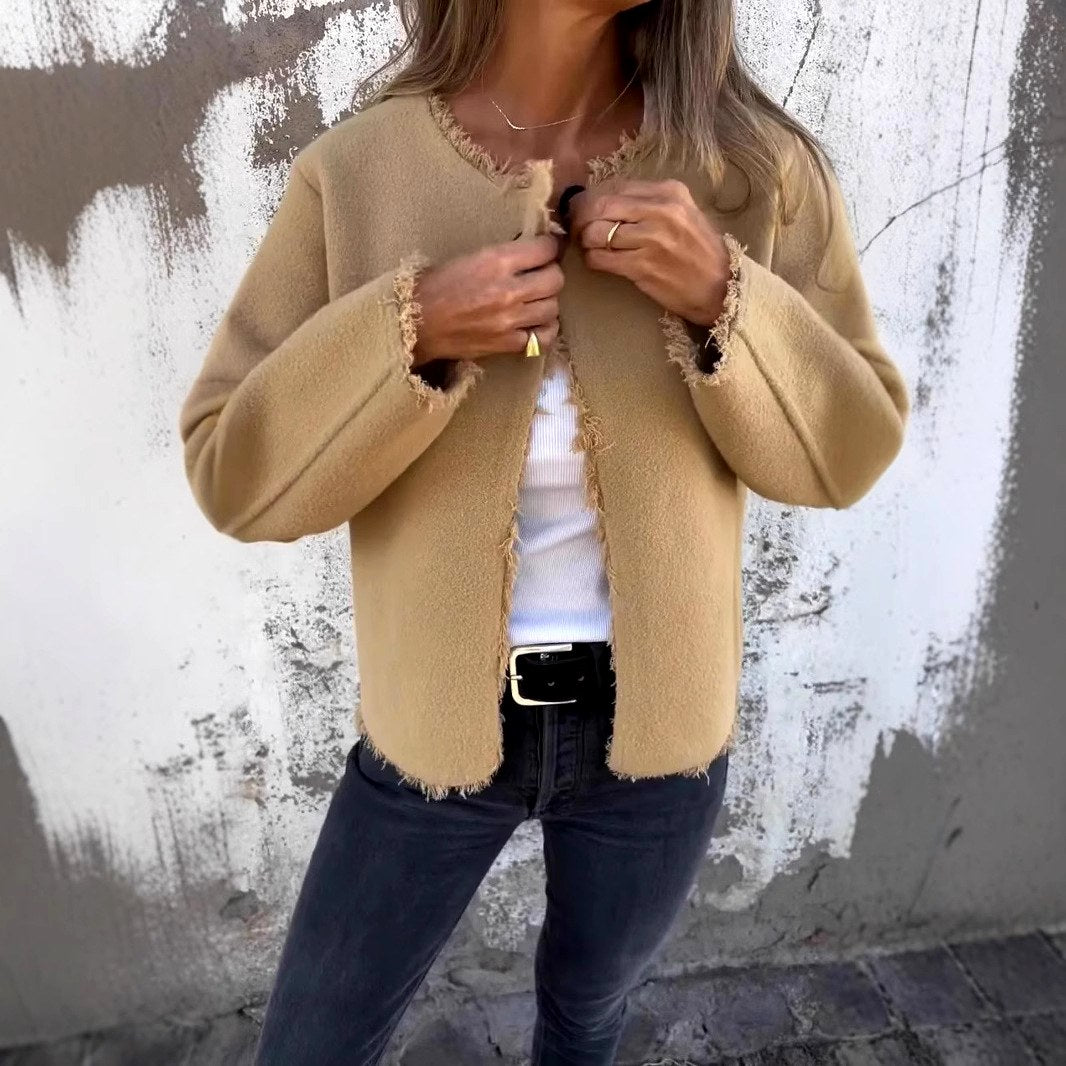 Stella - Women's Round Neck Cropped Lightweight Jacket