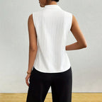 Sydney - Women's Sleeveless Pinstripe Split-Neck Blouse