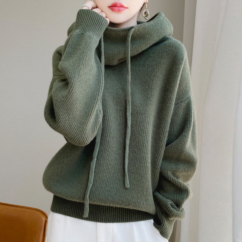 Valeria - Women's Casual Wool Knit Hoodie