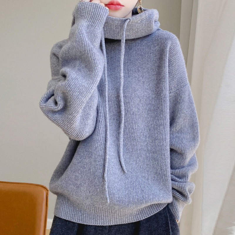 Valeria - Women's Casual Wool Knit Hoodie
