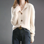 Valeria - Women's High-Collar Knit Button Cardigan
