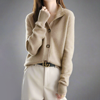 Valeria - Women's High-Collar Knit Button Cardigan
