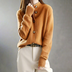 Valeria - Women's High-Collar Knit Button Cardigan