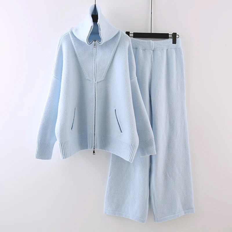 Vera - Women's Knit Zip-Up Two-Piece Set