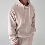 Victor - Men's Ribbed Relaxed-Fit Hoodie with Drawstring